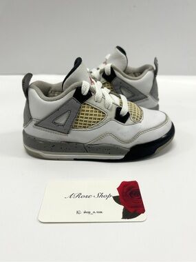 Nike Air Jordan 4 Retro TD ‘White Cement’ (308500 104) Shoes Size: 9C